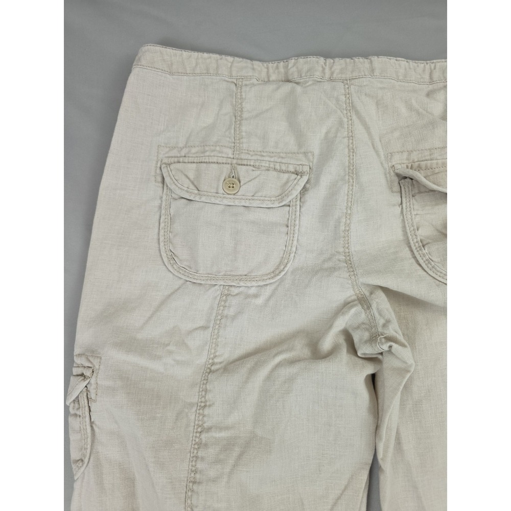 Sonoma Shorts Beige Womens 6 Linen Cotton Blend Bermuda Cargo Pockets Drawstring - Picture 11 of 14